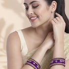 Gold Plated Purple Floral Stone Bangles