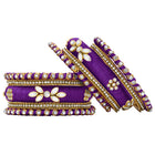 Gold Plated Purple Floral Stone Bangles