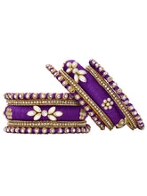 Gold Plated Purple Floral Stone Bangles