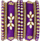 Gold Plated Purple Floral Stone Bangles