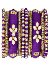 Gold Plated Purple Floral Stone Bangles