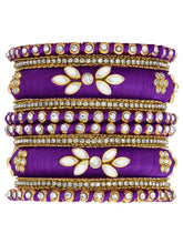 Gold Plated Purple Floral Stone Bangles