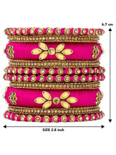 Royal Silk Threads Bangles Set - Rani Pink