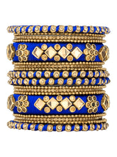 Blue Bliss Silk Thread Kundan Bangle