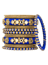 Blue Bliss Silk Thread Kundan Bangle