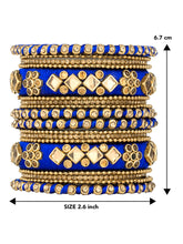 Blue Bliss Silk Thread Kundan Bangle