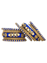 Blue Bliss Silk Thread Kundan Bangle