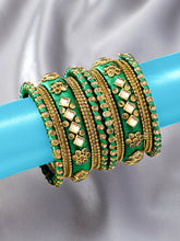 Blue Bliss Silk Thread Kundan Bangle