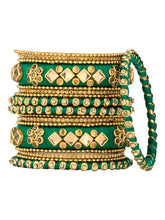 Blue Bliss Silk Thread Kundan Bangle