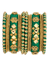 Blue Bliss Silk Thread Kundan Bangle