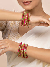 Glam Magenta Kundan Silk Bangles