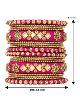 Glam Magenta Kundan Silk Bangles