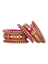 Glam Magenta Kundan Silk Bangles