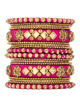 Glam Magenta Kundan Silk Bangles