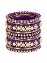 Bliss Silk Thread Kundan Bangle - Purple