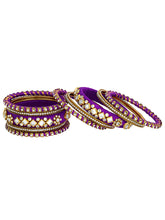 Blue Bliss Silk Thread Kundan Bangle