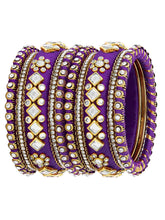 Blue Bliss Silk Thread Kundan Bangle