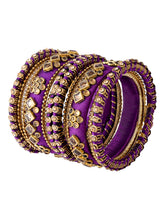 Blue Bliss Silk Thread Kundan Bangle