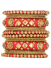 Bliss Silk Thread Kundan Bangle - Red