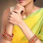Bliss Silk Thread Kundan Bangle - Red