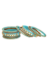 Blue Bliss Silk Thread Kundan Bangle