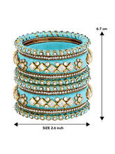 Blue Bliss Silk Thread Kundan Bangle