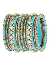 Blue Bliss Silk Thread Kundan Bangle