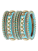 Bliss Silk Thread Kundan Bangle - Sky Blue