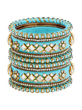 Blue Bliss Silk Thread Kundan Bangle