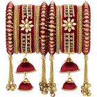 Blooms Kundan Floral Silk Thread Bangle - Maroon