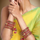 Blooms Kundan Floral Silk Thread Bangle - Maroon