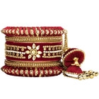 Blooms Kundan Floral Silk Thread Bangle - Maroon