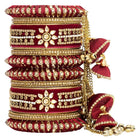 Blooms Kundan Floral Silk Thread Bangle - Maroon