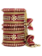 Blooms Kundan Floral Silk Thread Bangle - Maroon