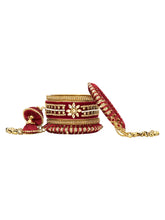 Blooms Kundan Floral Silk Thread Bangle - Maroon