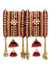 Blooms Kundan Floral Silk Thread Bangle - Maroon