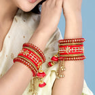 Blooms Kundan Floral Silk Thread Bangle - Red