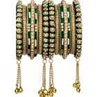 Lush Kundan Silk Thread Bangles - Green