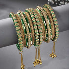 Lush Kundan Silk Thread Bangles - Green