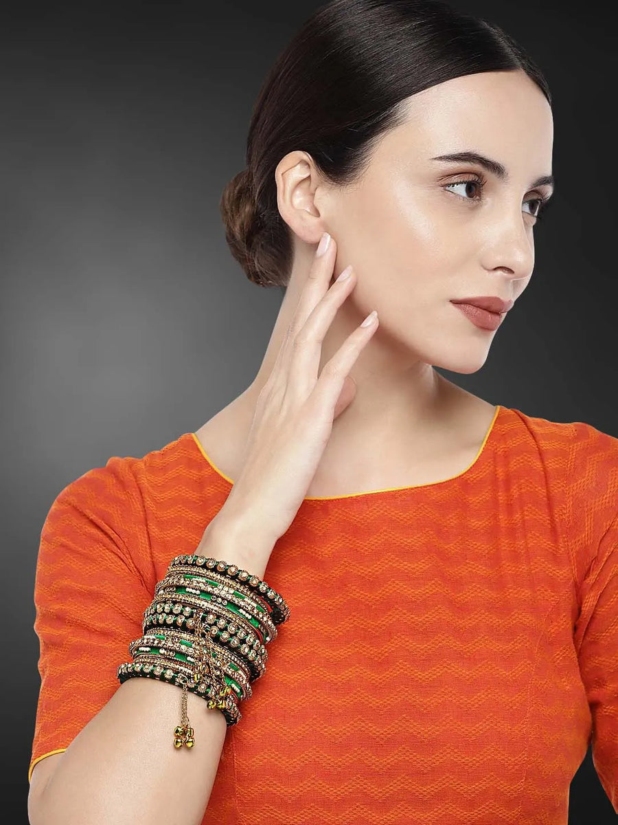 Lush Kundan Silk Thread Bangles