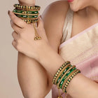 Lush Kundan Silk Thread Bangles - Green