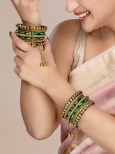 Lush Kundan Silk Thread Bangles - Green