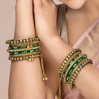 Lush Kundan Silk Thread Bangles - Green