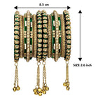 Lush Kundan Silk Thread Bangles - Green