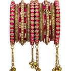 Lush Kundan Silk Thread Bangles - Rani Pink