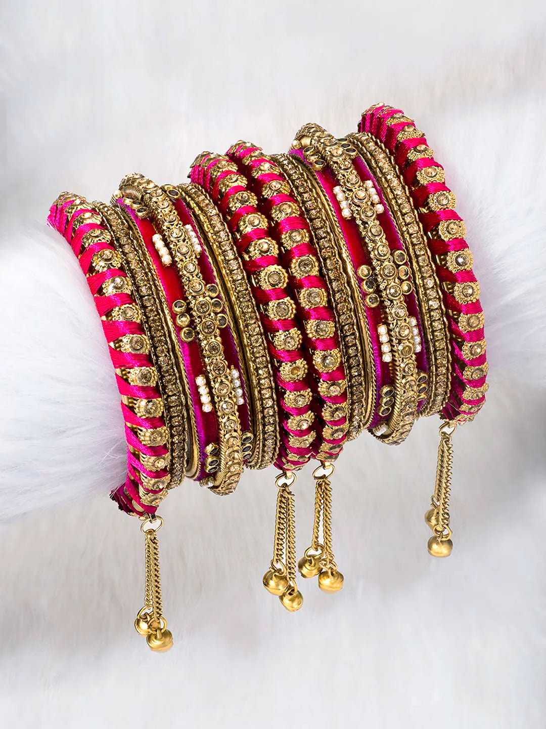 Lush Kundan Silk Thread Bangles