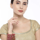 Lush Kundan Silk Thread Bangles - Rani Pink