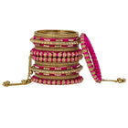 Lush Kundan Silk Thread Bangles - Rani Pink