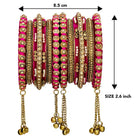 Lush Kundan Silk Thread Bangles - Rani Pink
