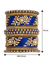 Vibrant Silk Threads Blue Kundan Bangles